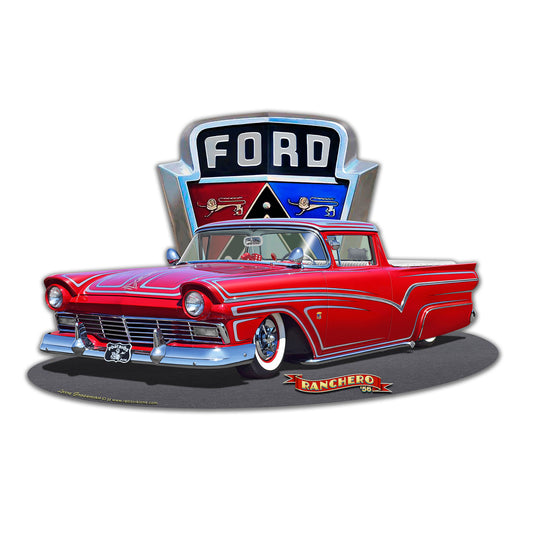 55 Ford Kustom Emblem Metal Sign 18in X 12in 