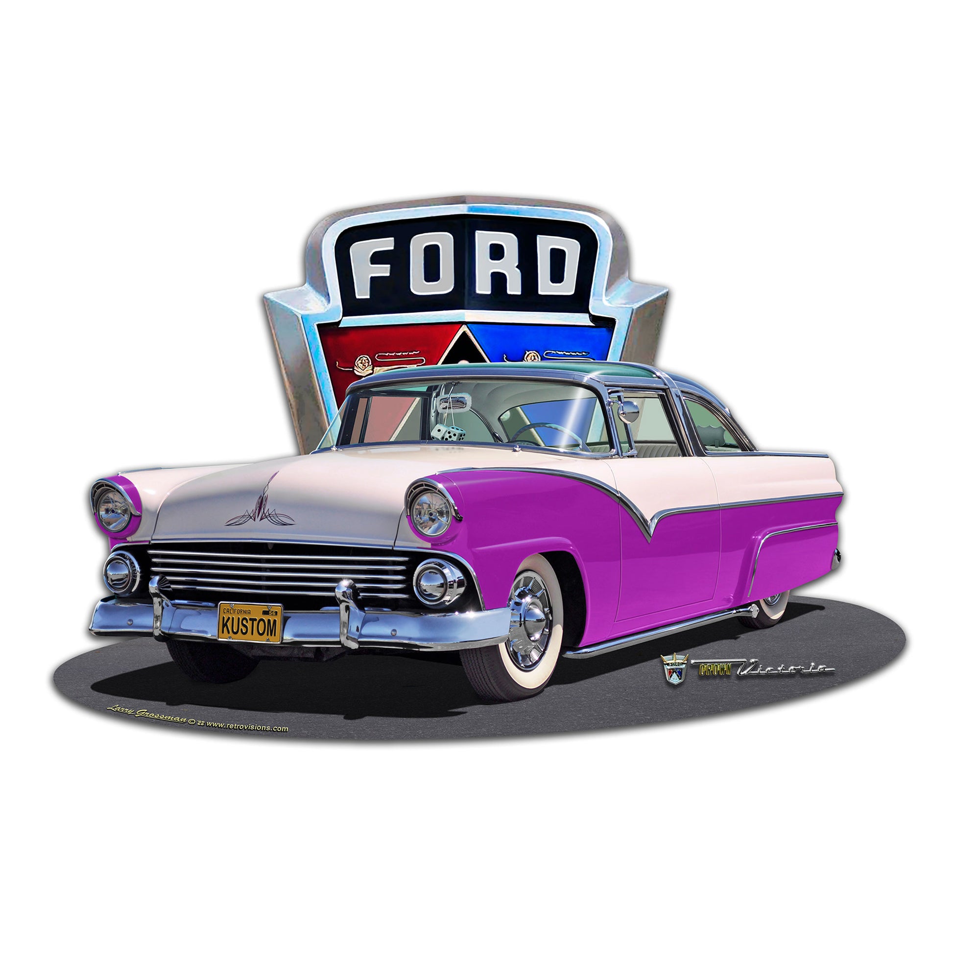 LGC467 - 55 FORD PURPLE KUSTOM EMBLEM