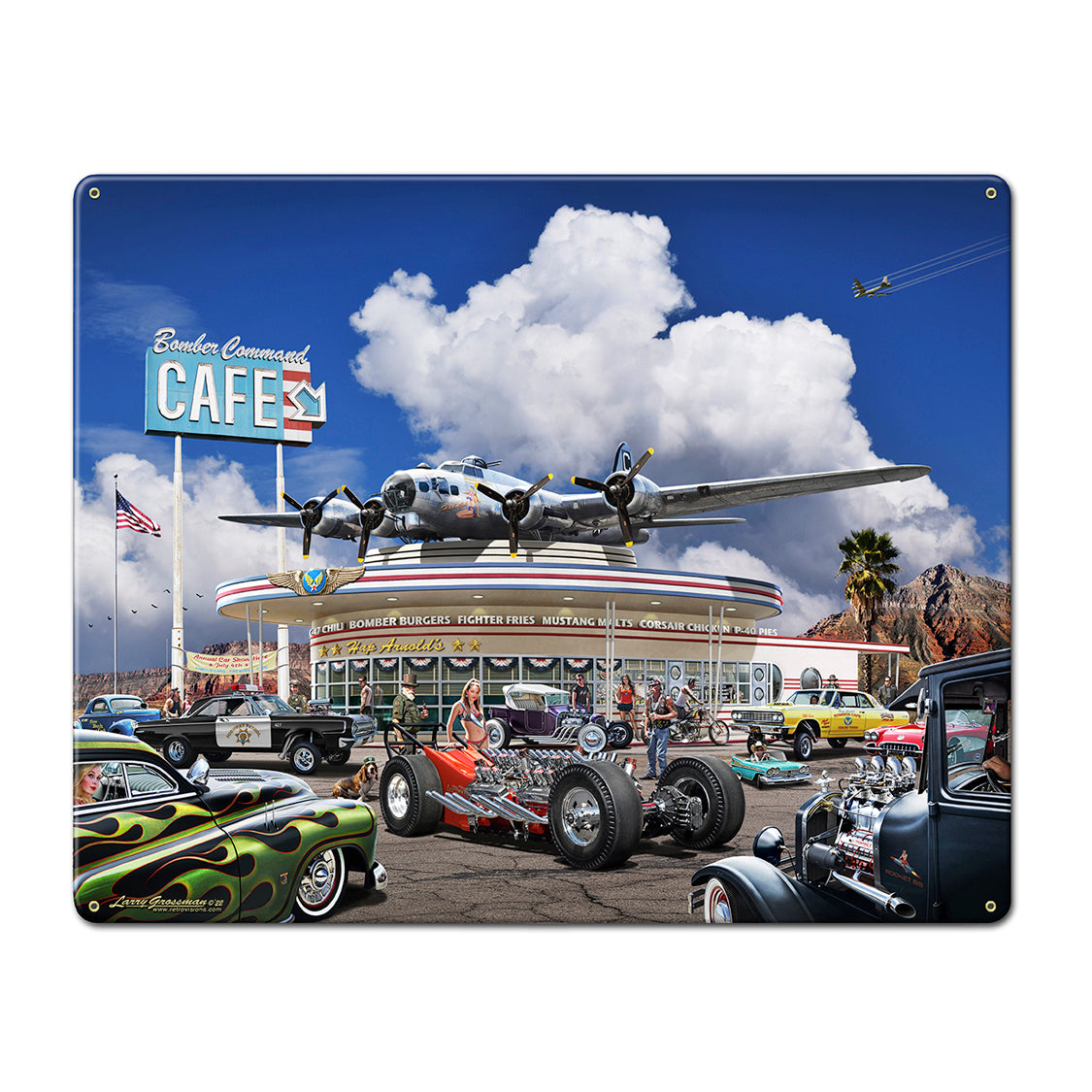 LGC821 - Bomber Command Café AVAILABLE IN TWO SIZES by artist Larry Grossman