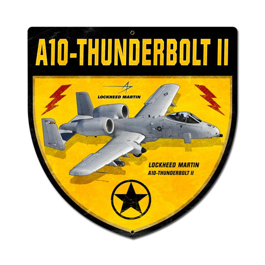 A-10 Thunderbolt Shield Vintage Sign - PLASMA