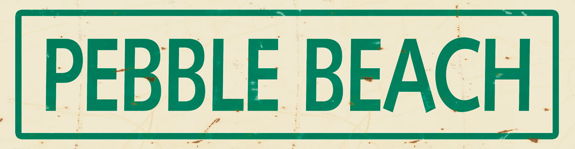 PNG290 - 5 X 20 PEBBLE BEACH GREEN LETTERS VINTAGE SIGN – Pasttime Signs