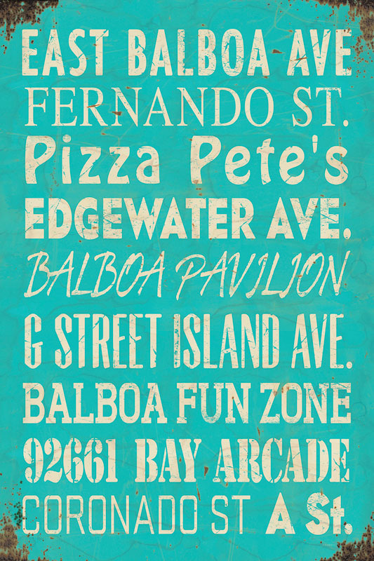 PNGB511 - 16 X 24 VINTAGE - EAST BALBOA CORONADO 92661 - AQUA/CRM