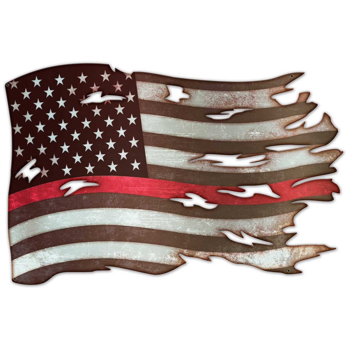 PSB393 - RED LINE TATTHERED FLAG - PLASMA