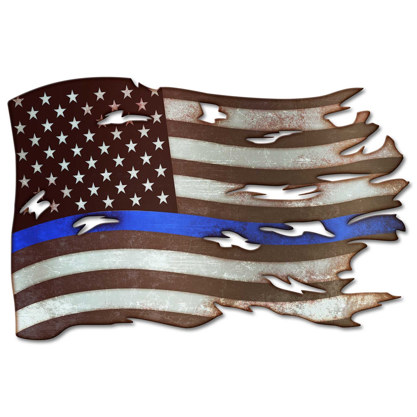 PSB401 - Blue Line Tattered Flag - PLASMA