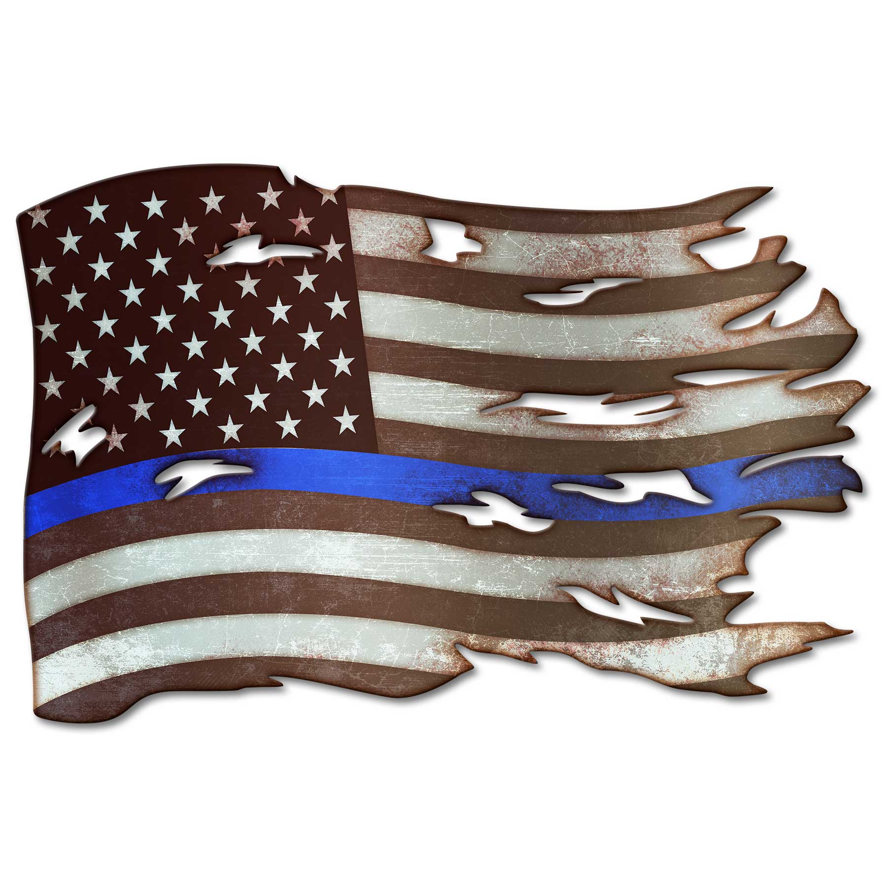 PSB401 - Blue Line Tattered Flag - PLASMA