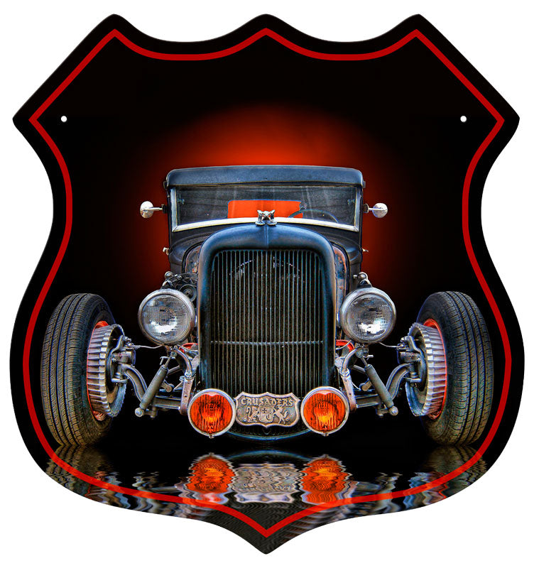 OLD RAT ROD SHIELD SHAPE Vintage Sign - PLASMA