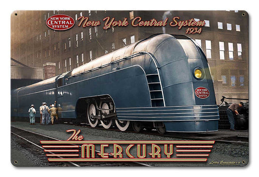 NY Central Mercury Train Vintage Sign