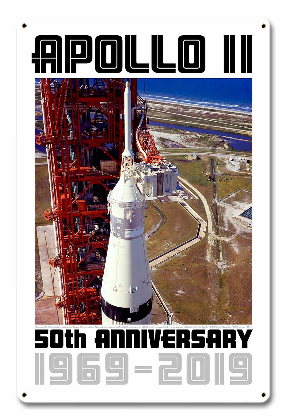 Apollo 11 50th Anniversary LES Launch Escape System Tower White Metal Sign Vintage Sign