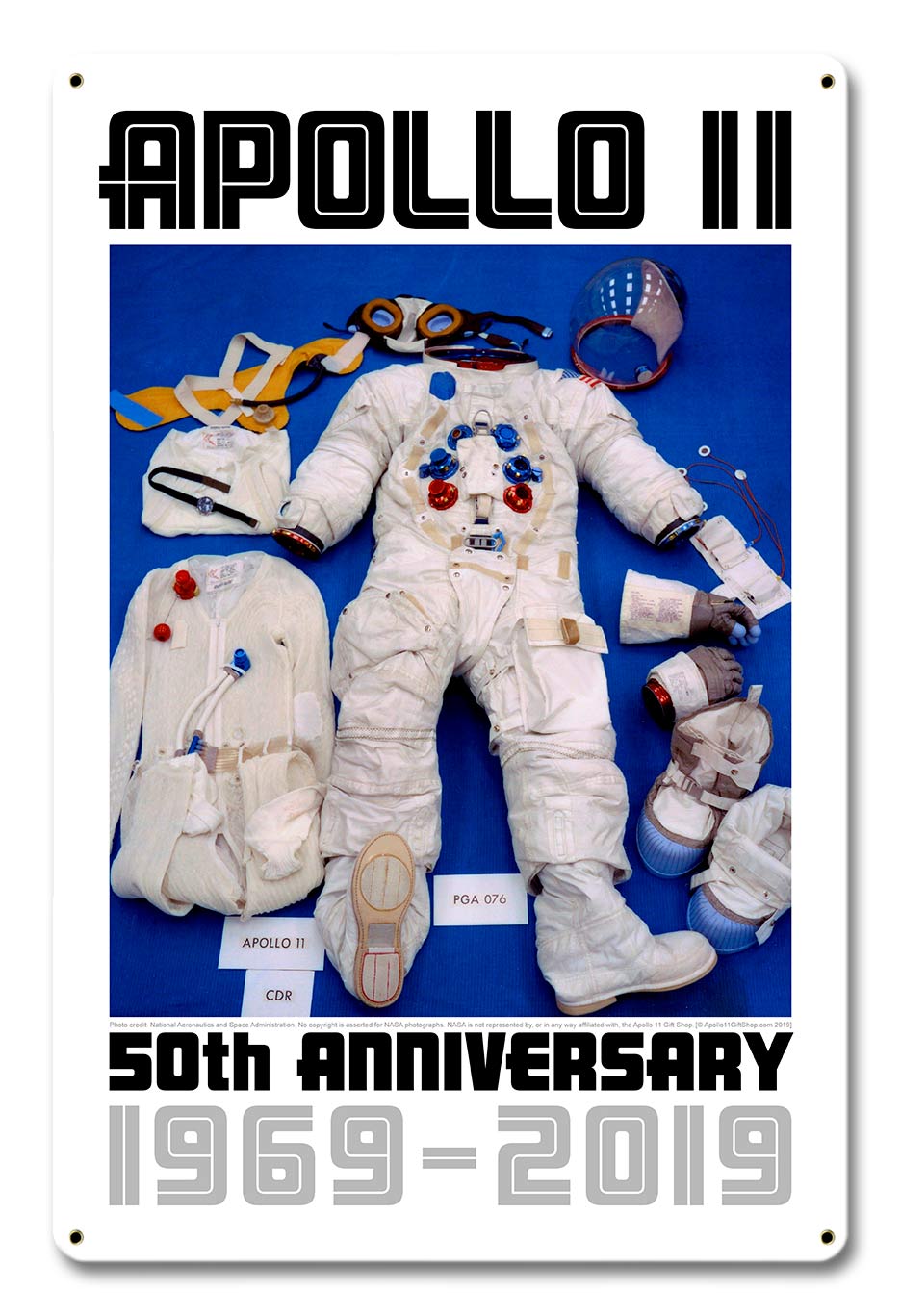 Apollo 11 50th Anniversary EVA Spacesuit Space Suit White Metal Sign Vintage Sign