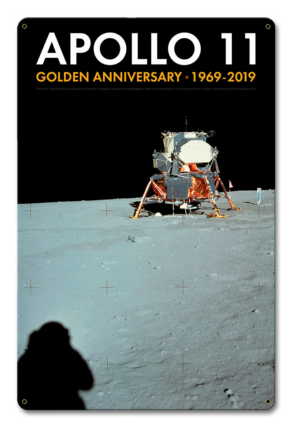 Apollo 11 50th Anniversary Lunar Module on the Moon Black Metal Sign Vintage Sign