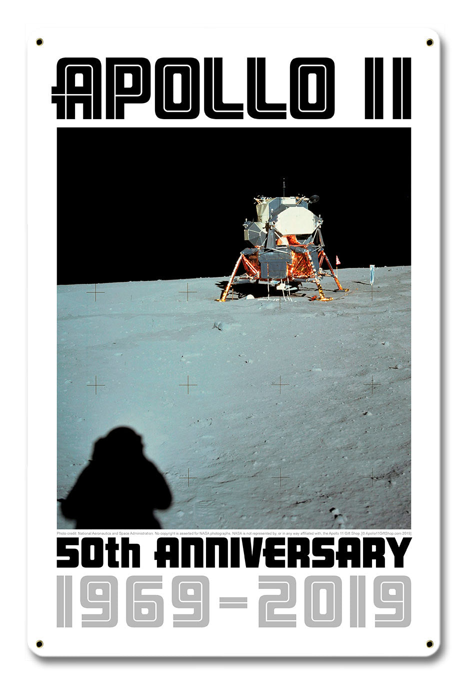 Apollo 11 50th Anniversary Lunar Module on the Moon White Metal Sign Vintage Sign