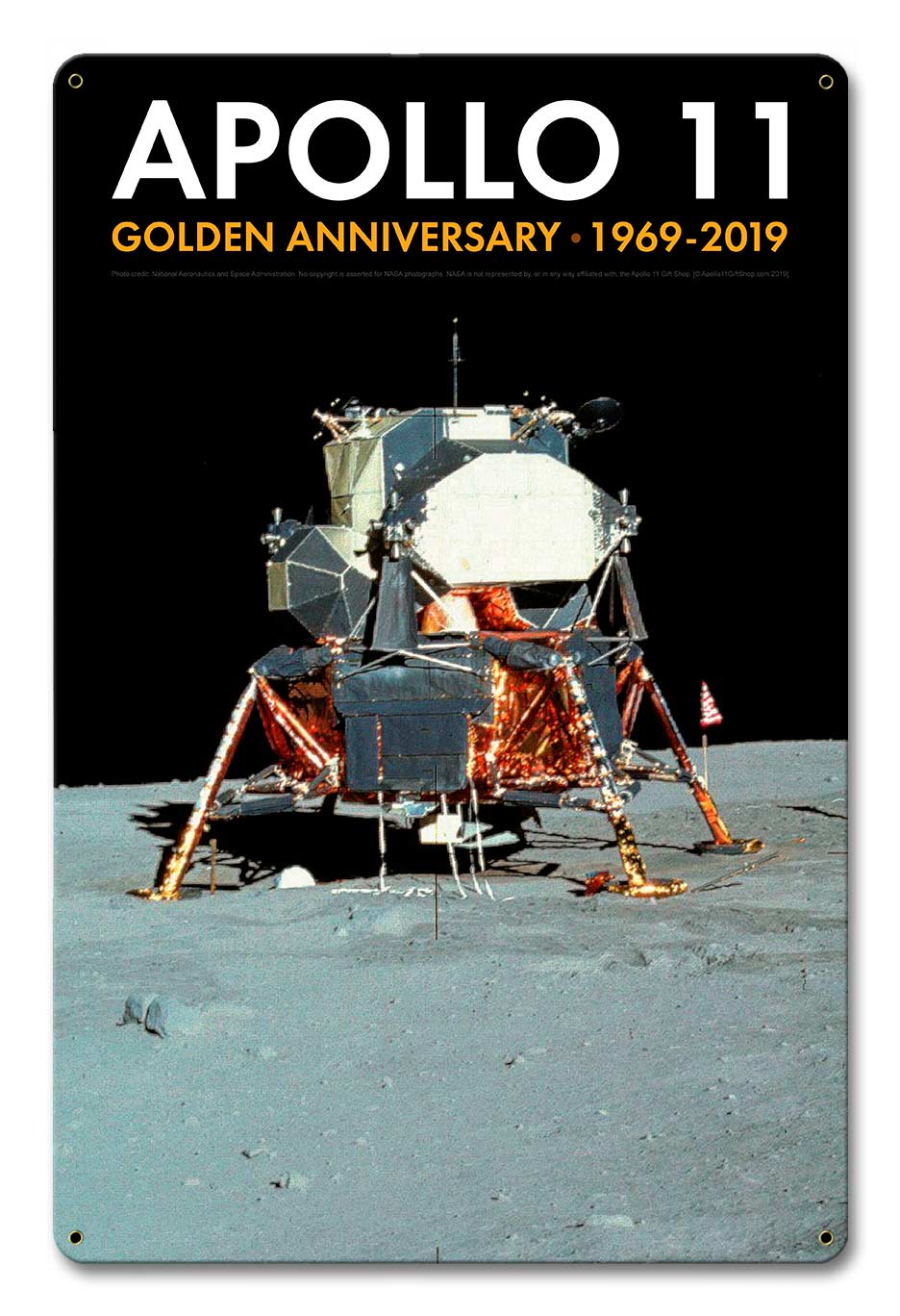 Apollo 11 50th Anniversary Eagle LM LEM Lunar Module Black Metal Sign Vintage Sign