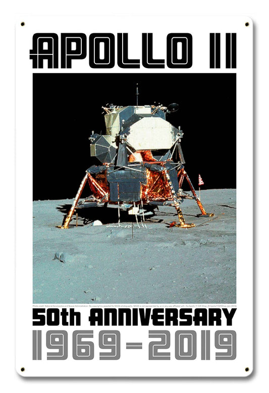 Apollo 11 50th Anniversary Eagle LM LEM Lunar Module White Metal Sign Vintage Sign