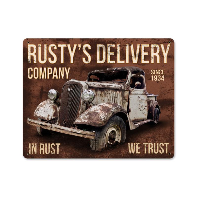 Rusty'S Delivery Co. In Rust We Trust Vintage Sign