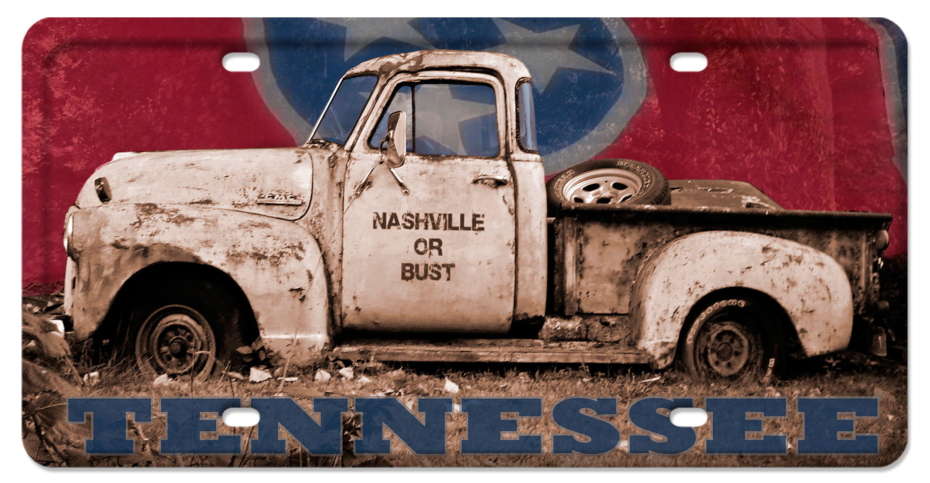 Nashville Or Bust Truck With Flag