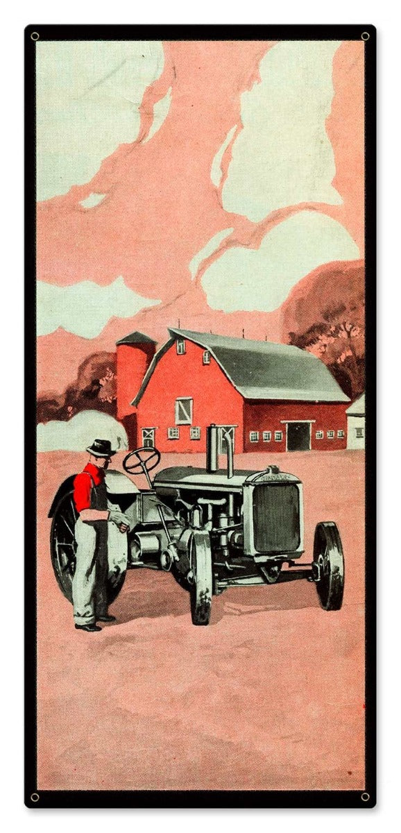 Red Farm Tractor Vintage Sign