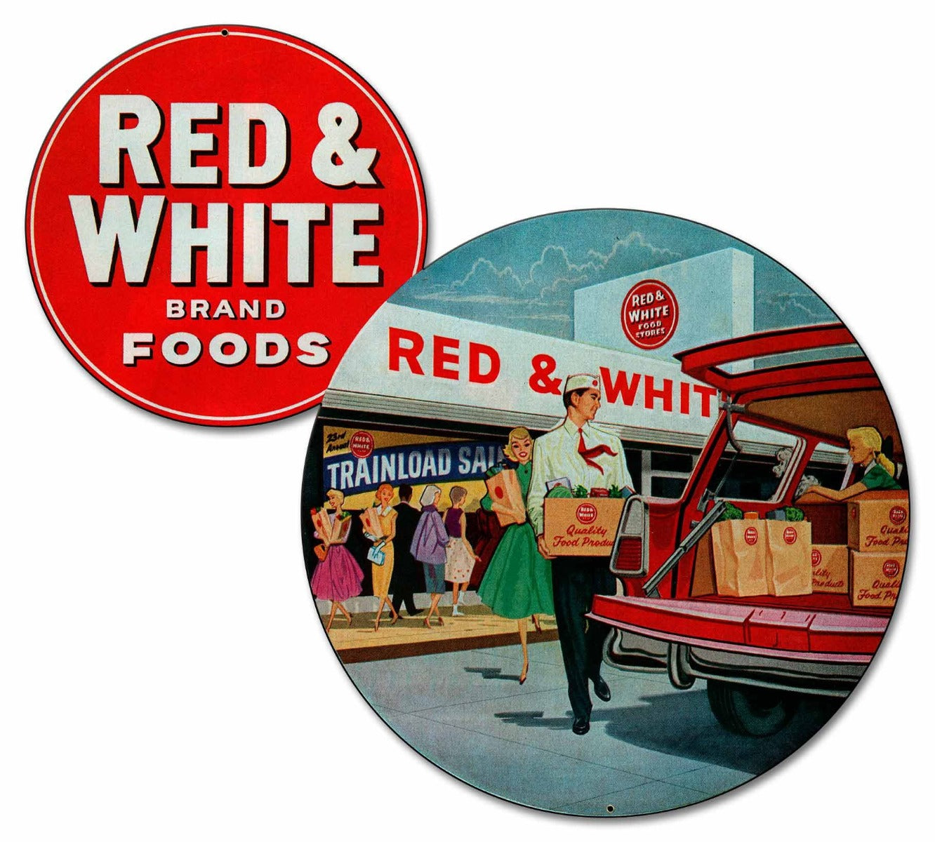 Red & White Brand Foods Vintage Sign