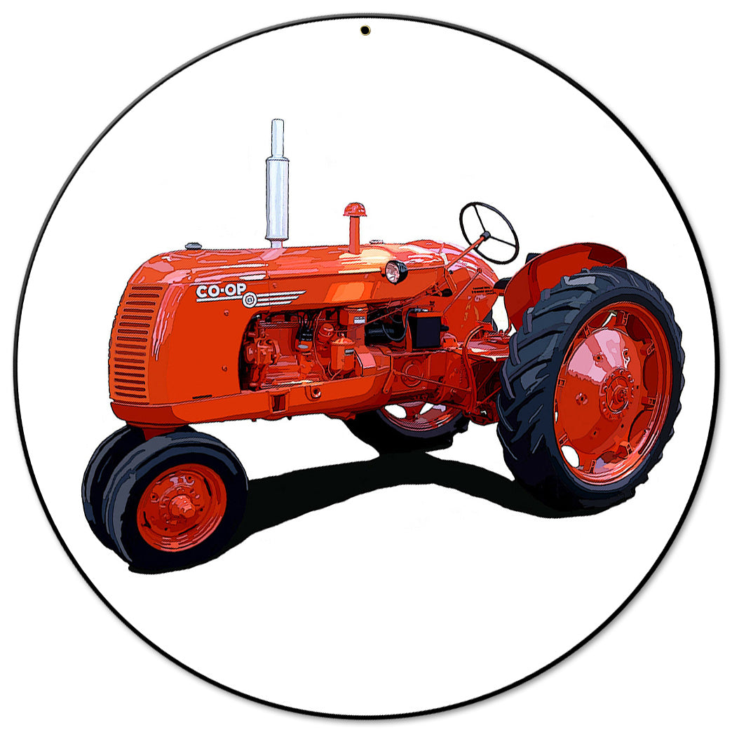 Co-op Model E Tractor 14 X 14 vintage metal sign