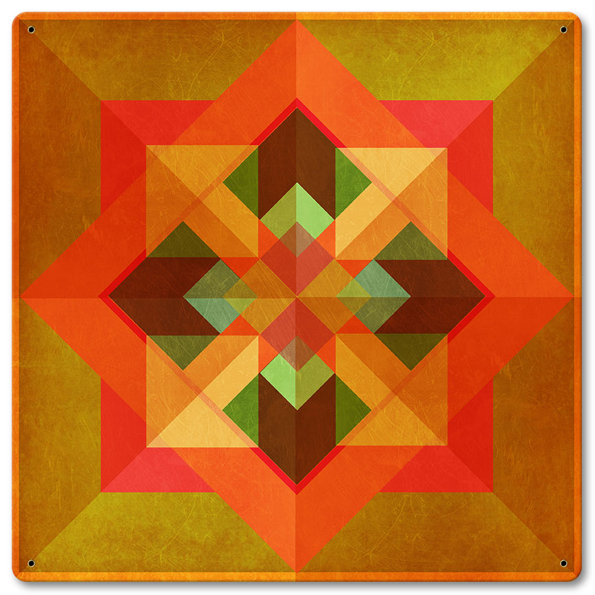 Squares and Arrows Orange Metal Sign 12in X 12in 