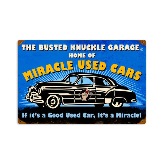 Miracle Used Cars Vintage Sign