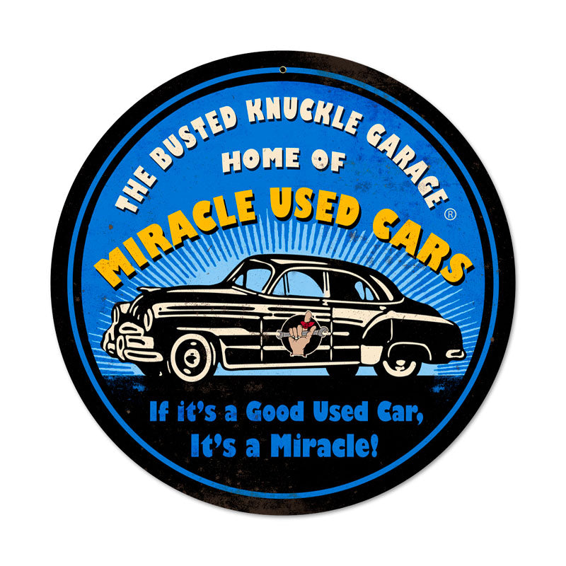 Miracle Used Cars Vintage Sign