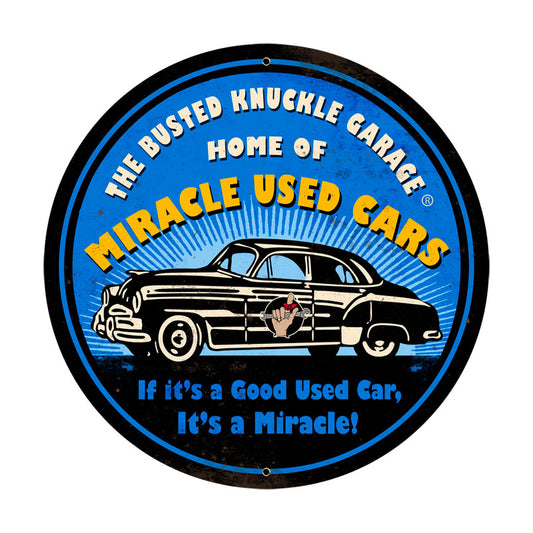 Miracle Used Cars Vintage Sign