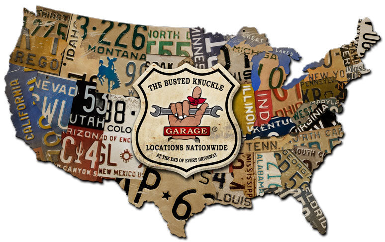 BKG USA LICENSE PLATE MAP Vintage Sign