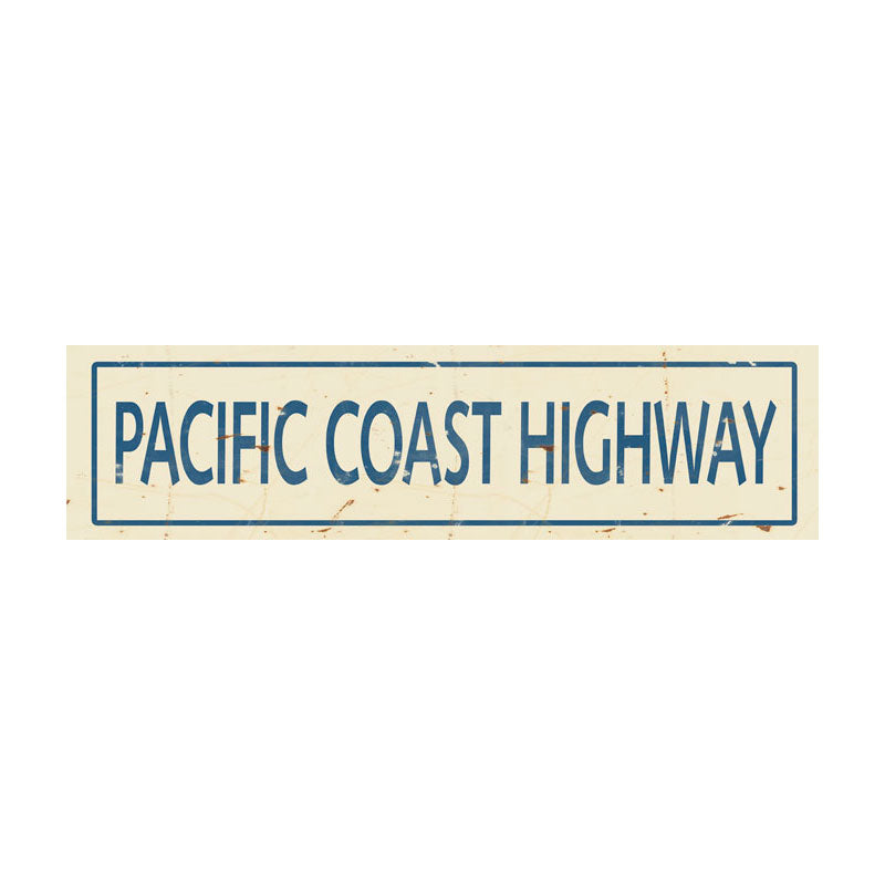 CAL284 - 5 X 20 PACIFIC COAST HIGHWAY BLUE LETTERS VINTAGE SIGN