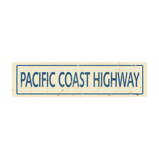 CAL284 - 5 X 20 PACIFIC COAST HIGHWAY BLUE LETTERS VINTAGE SIGN