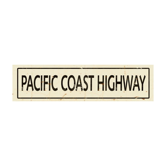CAL285 - 5 X 20 PACIFIC COAST HIGHWAY CREME/BLACK VINTAGE SIGN