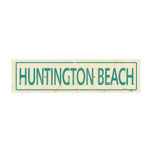 CAL287 - 5 X 20 HUNTINGTON BEACH AQUA LETTERS VINTAGE SIGN