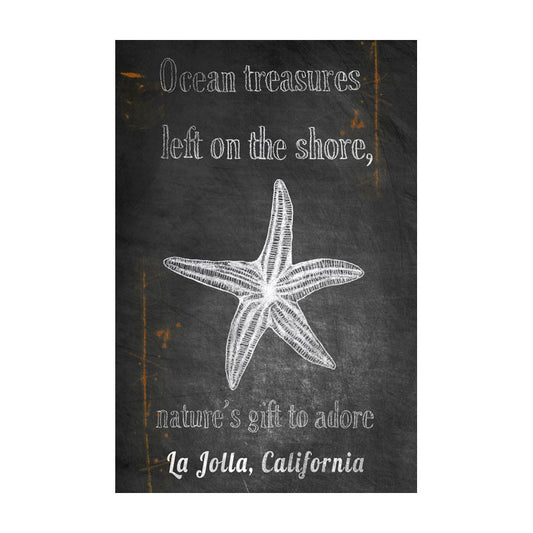 CAL290 - 16 X 24 VINTAGE SIGN - OCEAN TREASURES - LA JOLLA STARFISH CHALK