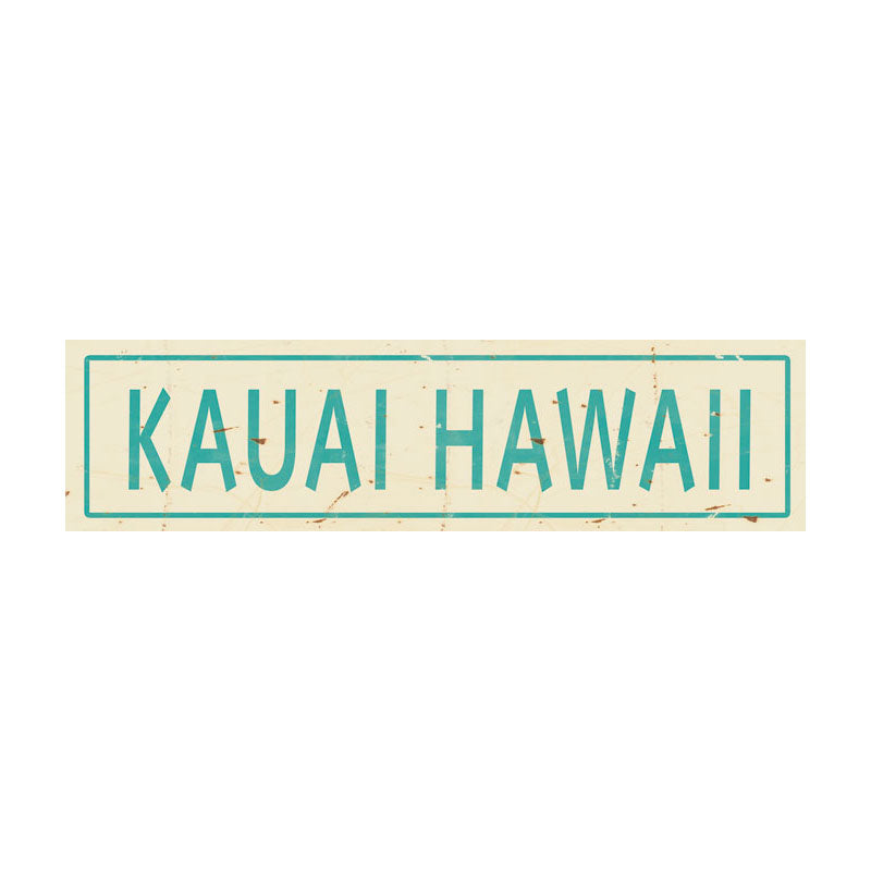 CAL297 - 5 X 20 KAUAI HAWAII AQUA LETTERS VINTAGE SIGN