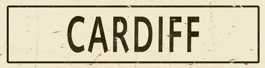 CAL339 - 5 X 20 - VINTAGE SIGN - CARDIFF CREME/BLK