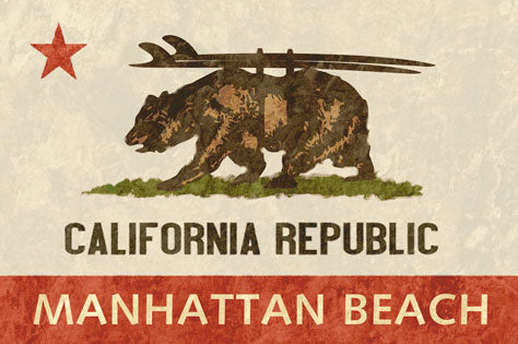 CAL360 - 18 X 12 CALI BEAR W/ BOARDS MB VINTAGE SIGN