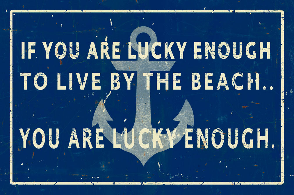 CAL411 - 18 X 12 LUCKY BEACH ANCHOR NAVY/CREME VINTAGE SIGN