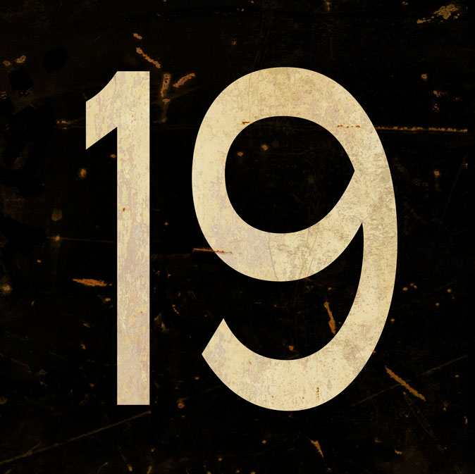 CAL452 - 12 X 12 VINTAGE SIGN - NUMBER 19