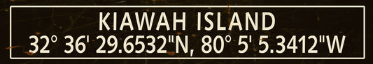 CAL498 - 36 X 6 KIAWAH ISLAND LAT LONG VINTAGE SIGN