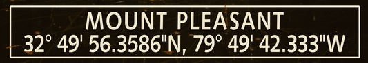 CAL502 - 36 X 6 MOUNT PLEASANT LAT LONG VINTAGE SIGN