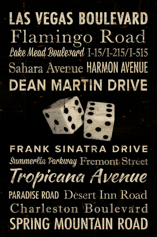 CAL521 - 24 X 36 VEGAS DICE STREETS 24 X 36 VEGAS DICE STREETS  VINTAGE SIGN