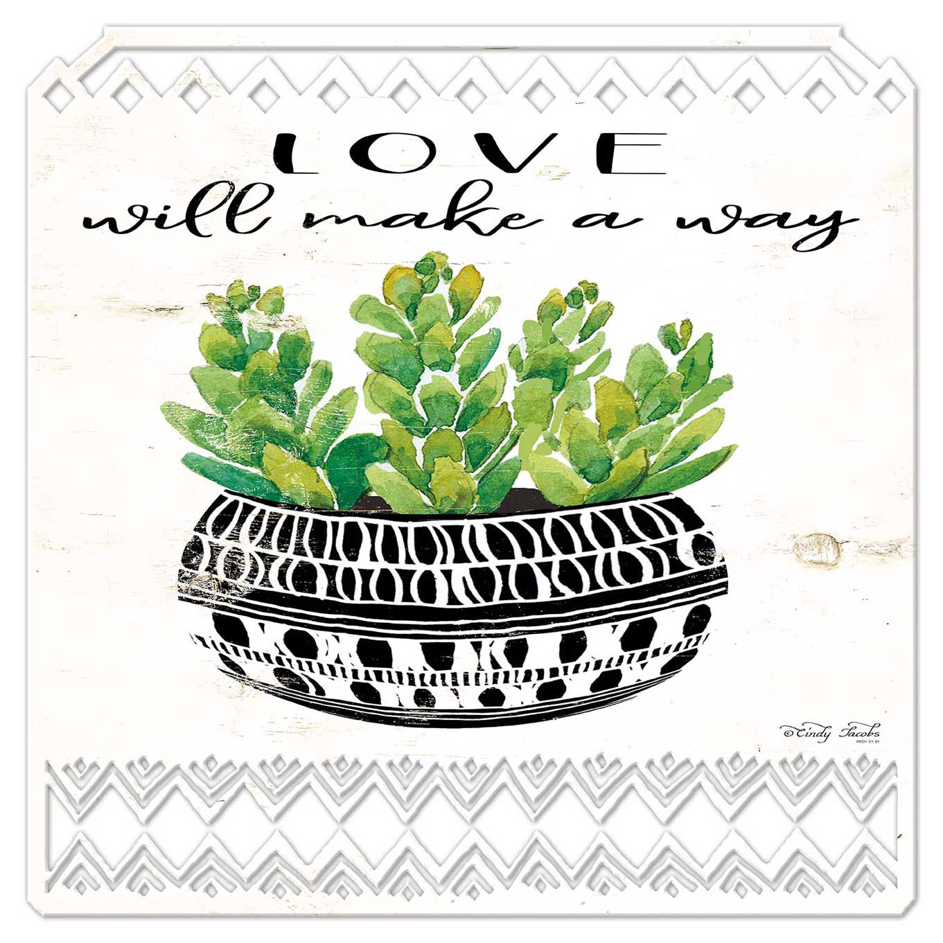 Aztec Pot Love Will Vintage Sign