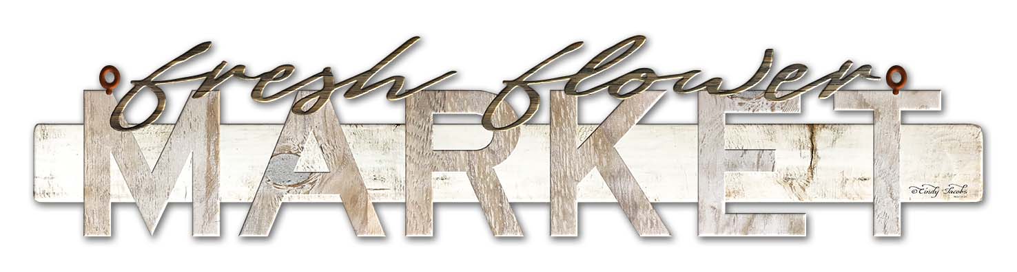 CIN075 - SIGN-FLORAL FRESH FLOWER MARKET Vintage Sign