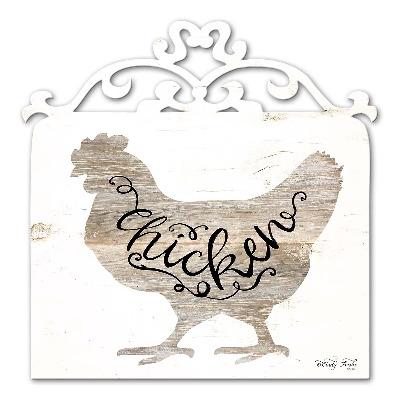 White Chicken Vintage Sign