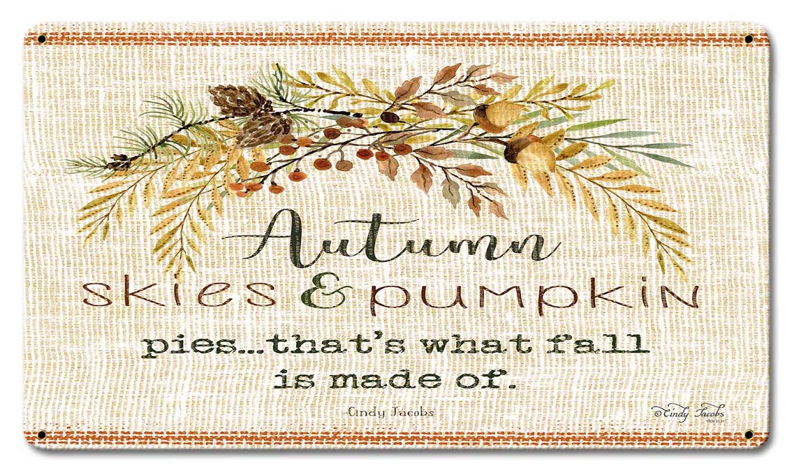 Wood Grain Fall Autumn Skies Vintage Sign