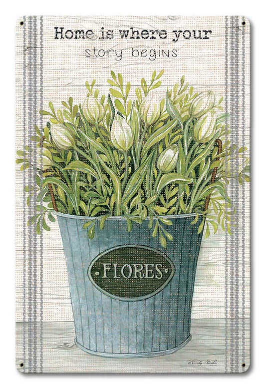 Wood Grain GAL Home Is Where Vintage Sign