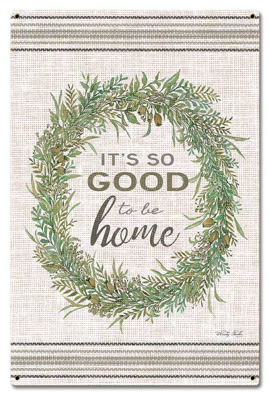 Wood Grain Wreath Its So Good Vintage Sign