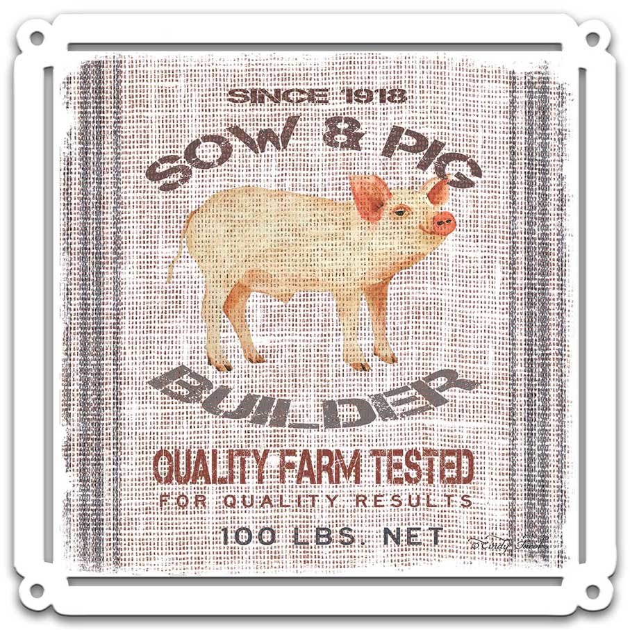 Grain Animal Pig Vintage Sign