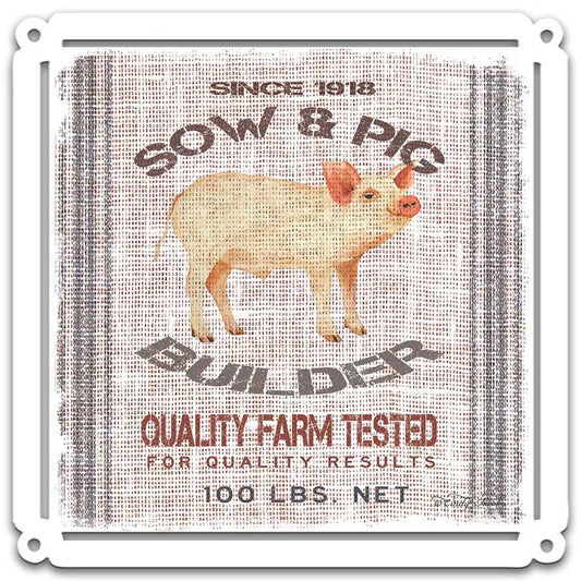 Grain Animal Pig Vintage Sign