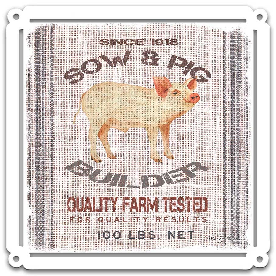 Grain Animal Pig Vintage Sign