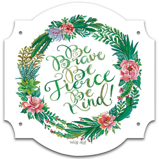 Succulent Be Brave SQ Vintage Sign